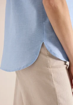 Blouse à manches courtes en qualité chambray