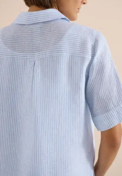 Blouse à manches courtes en pur lin