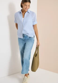 Blouse à manches courtes en pur lin
