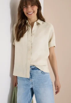 Blouse à manches courtes en pur lin