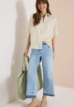 Blouse à manches courtes en pur lin