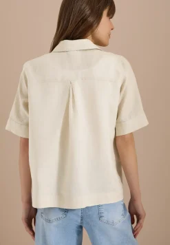 Blouse à manches courtes en pur lin