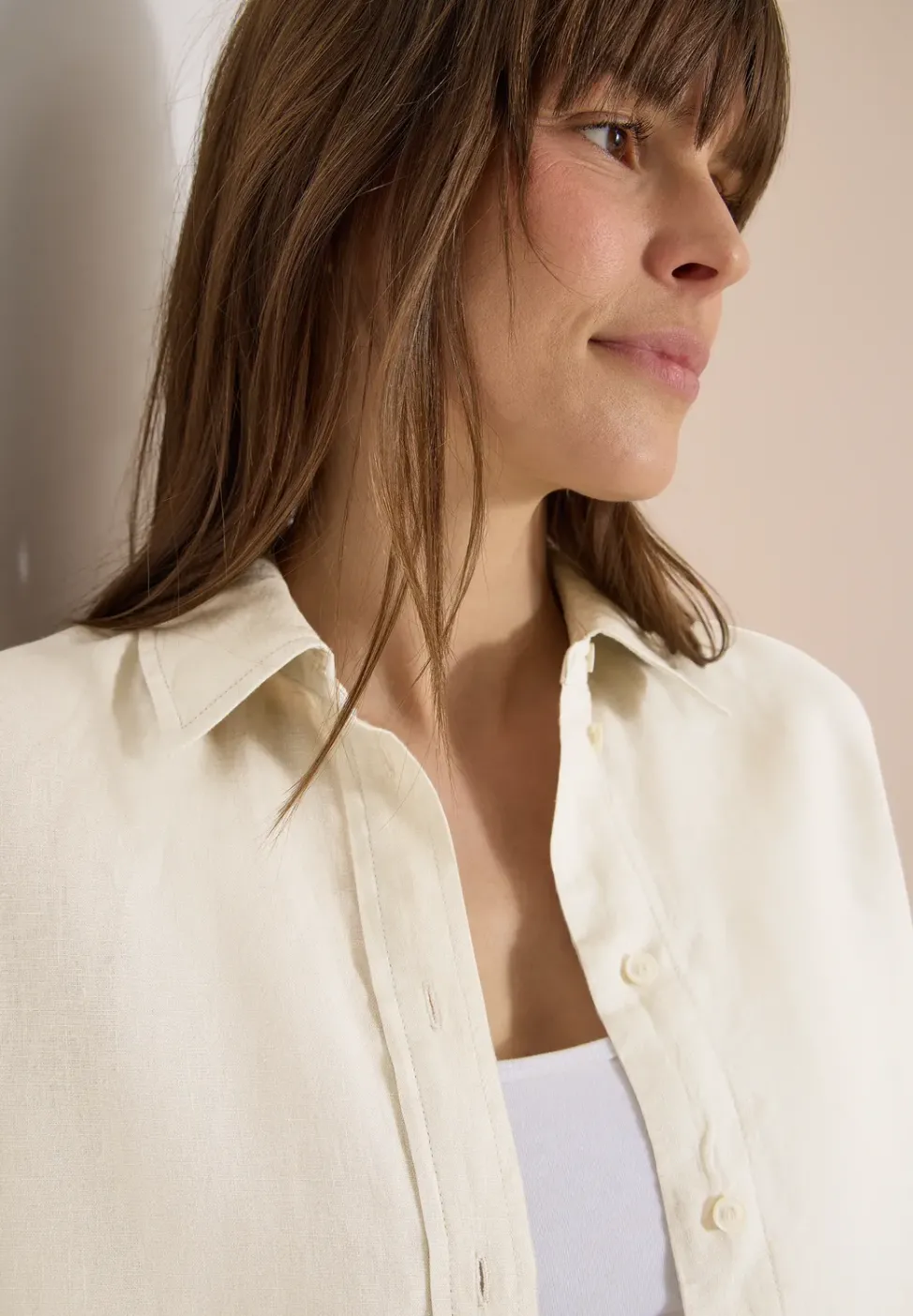 Blouse à manches courtes en pur lin