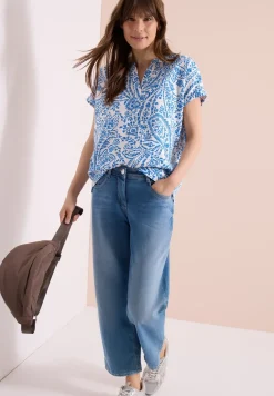 Blouse à manches courtes en qualité seersucker