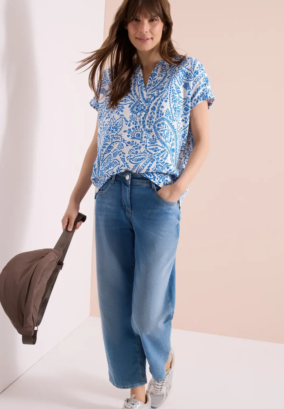 Blouse à manches courtes en qualité seersucker