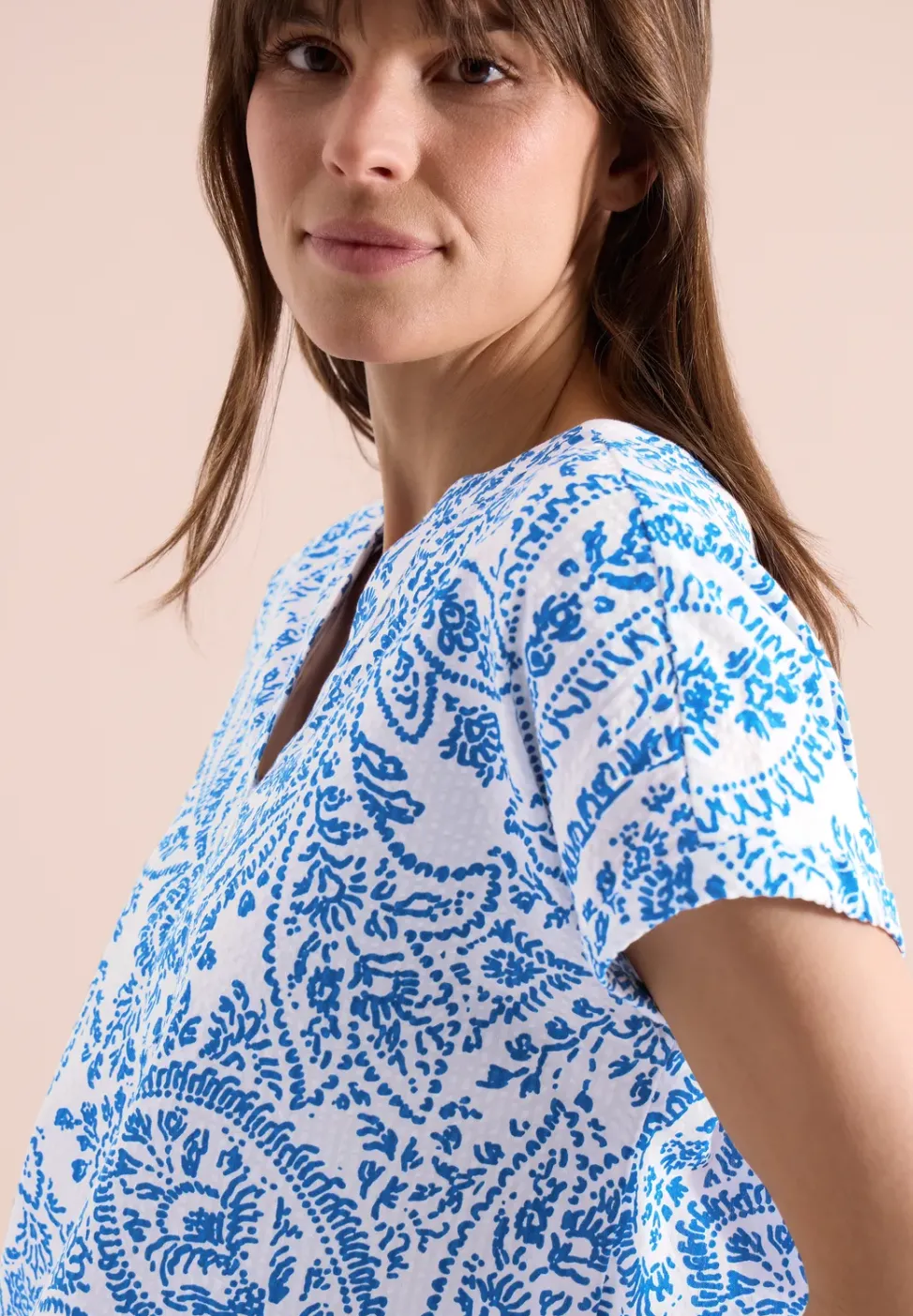Blouse à manches courtes en qualité seersucker