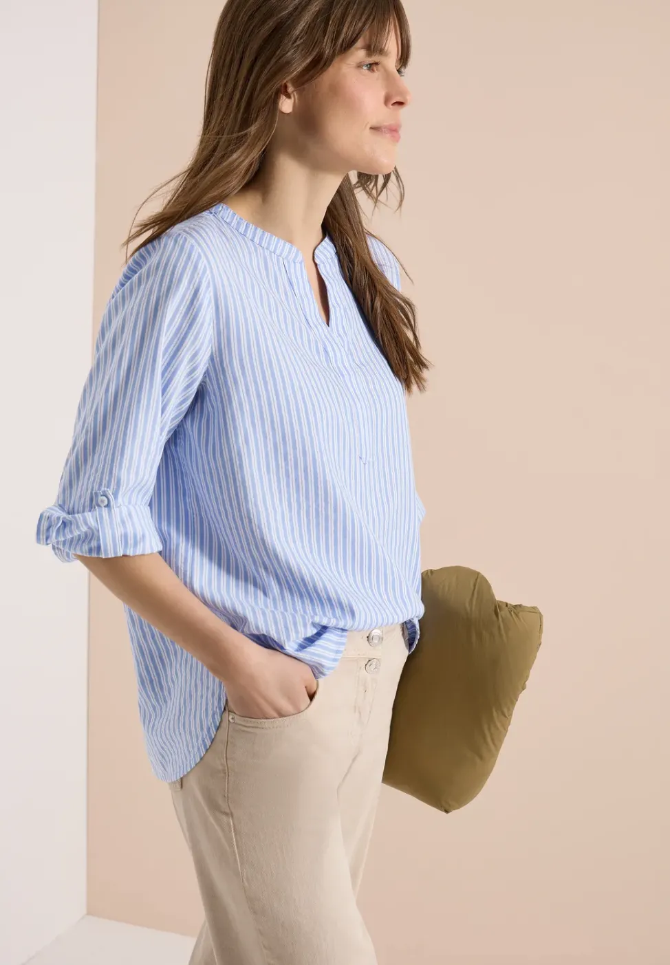 Blouse à manches longues en qualité seersucker