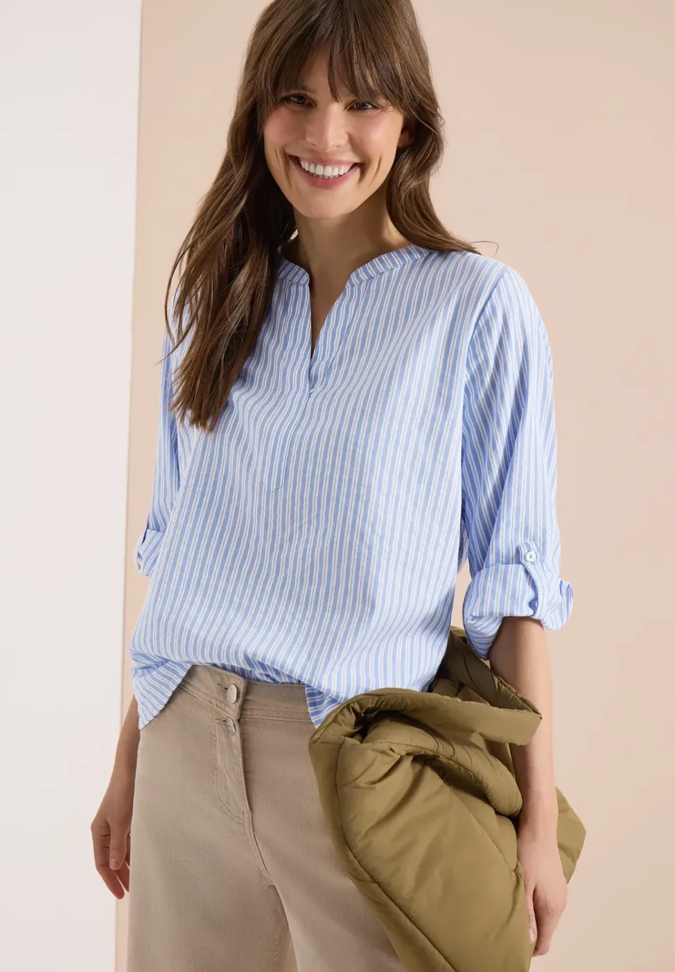 Blouse à manches longues en qualité seersucker
