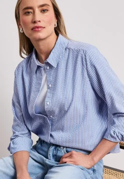 Blouse à manches longues en qualité seersucker