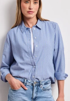 Blouse à manches longues en qualité seersucker
