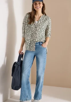 Blouse à motif léopard en lin mélangé