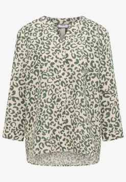 Blouse à motif léopard en lin mélangé