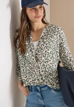 Blouse à motif léopard en lin mélangé