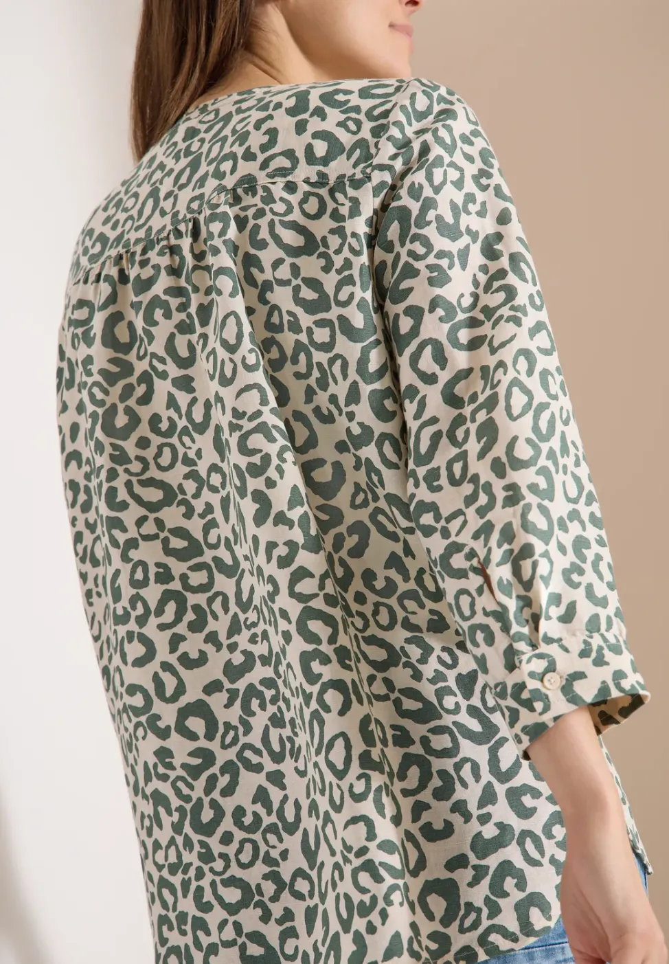Blouse à motif léopard en lin mélangé