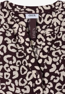 Blouse à motif léopard en lin mélangé