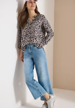Blouse à motif léopard en lin mélangé