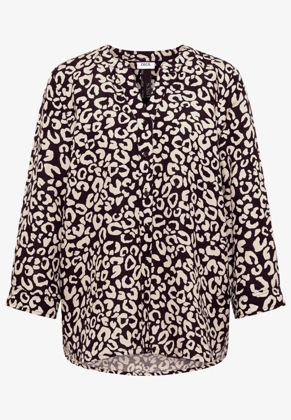 Blouse à motif léopard en lin mélangé