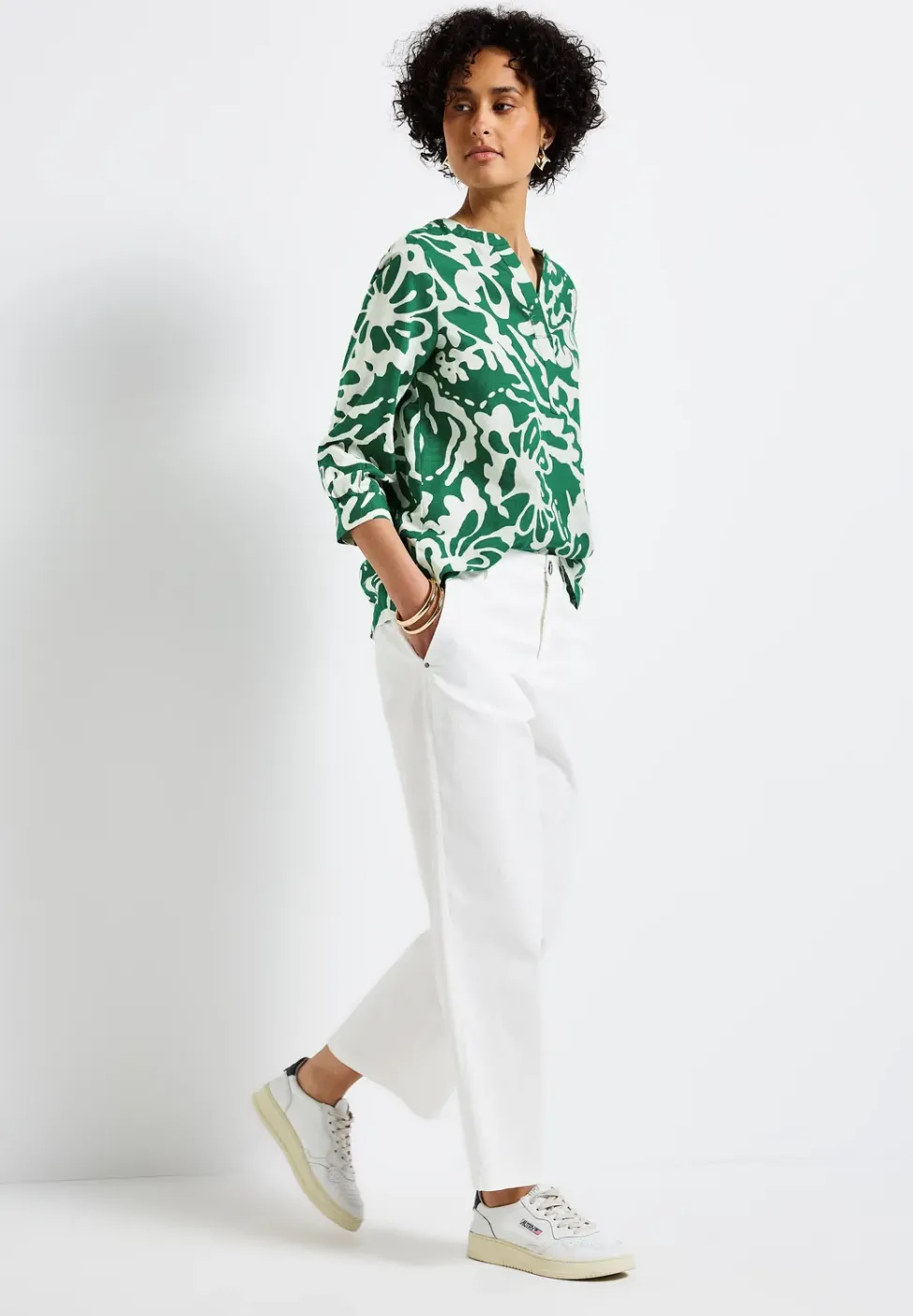 Blouse à motifs en lin mélangé