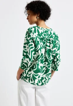 Blouse à motifs en lin mélangé
