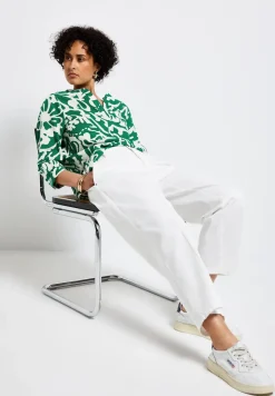 Blouse à motifs en lin mélangé