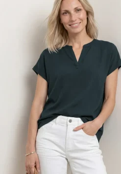 Blouse à épaules tombantes avec col fendu