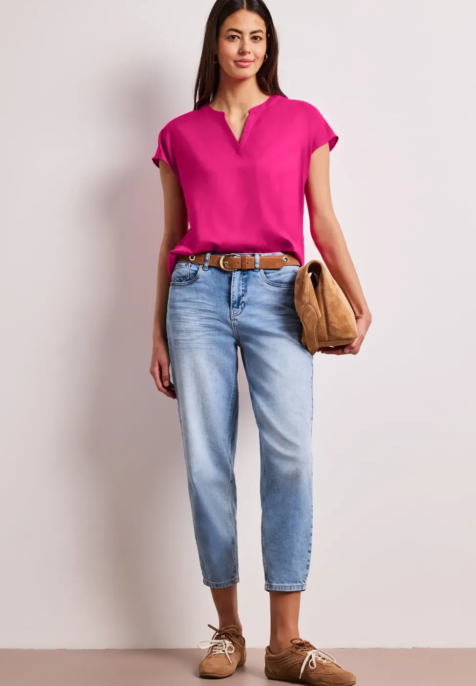 Blouse à épaules tombantes avec col fendu