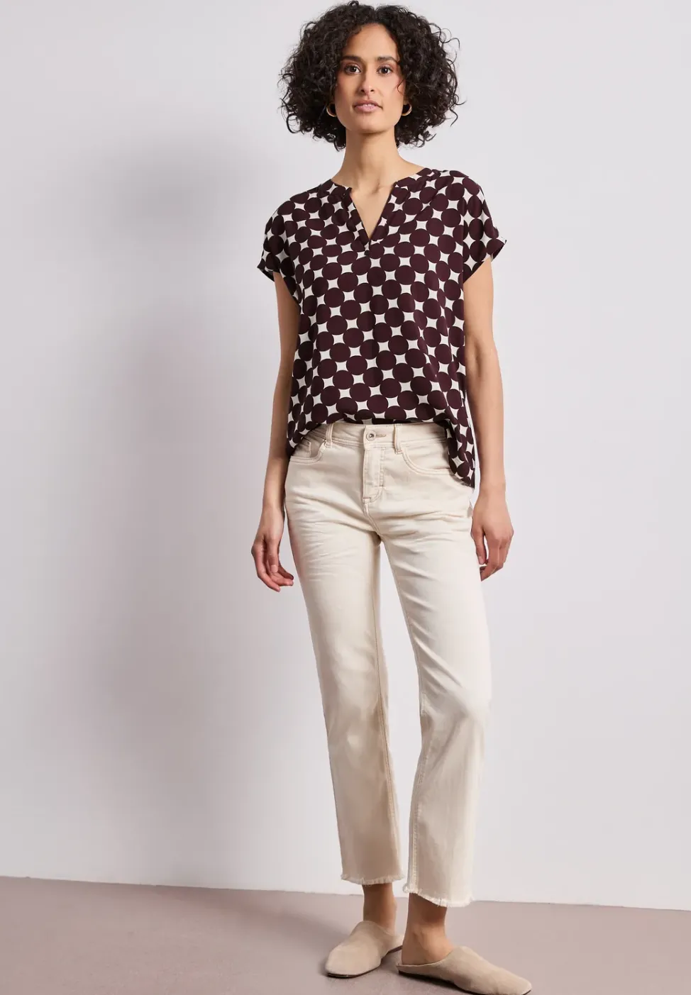 Blouse à épaules tombantes avec col fendu
