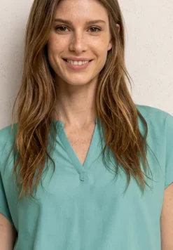 Blouse à épaules tombantes avec col fendu