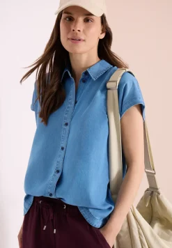 Blouse au look denim à épaules tombantes