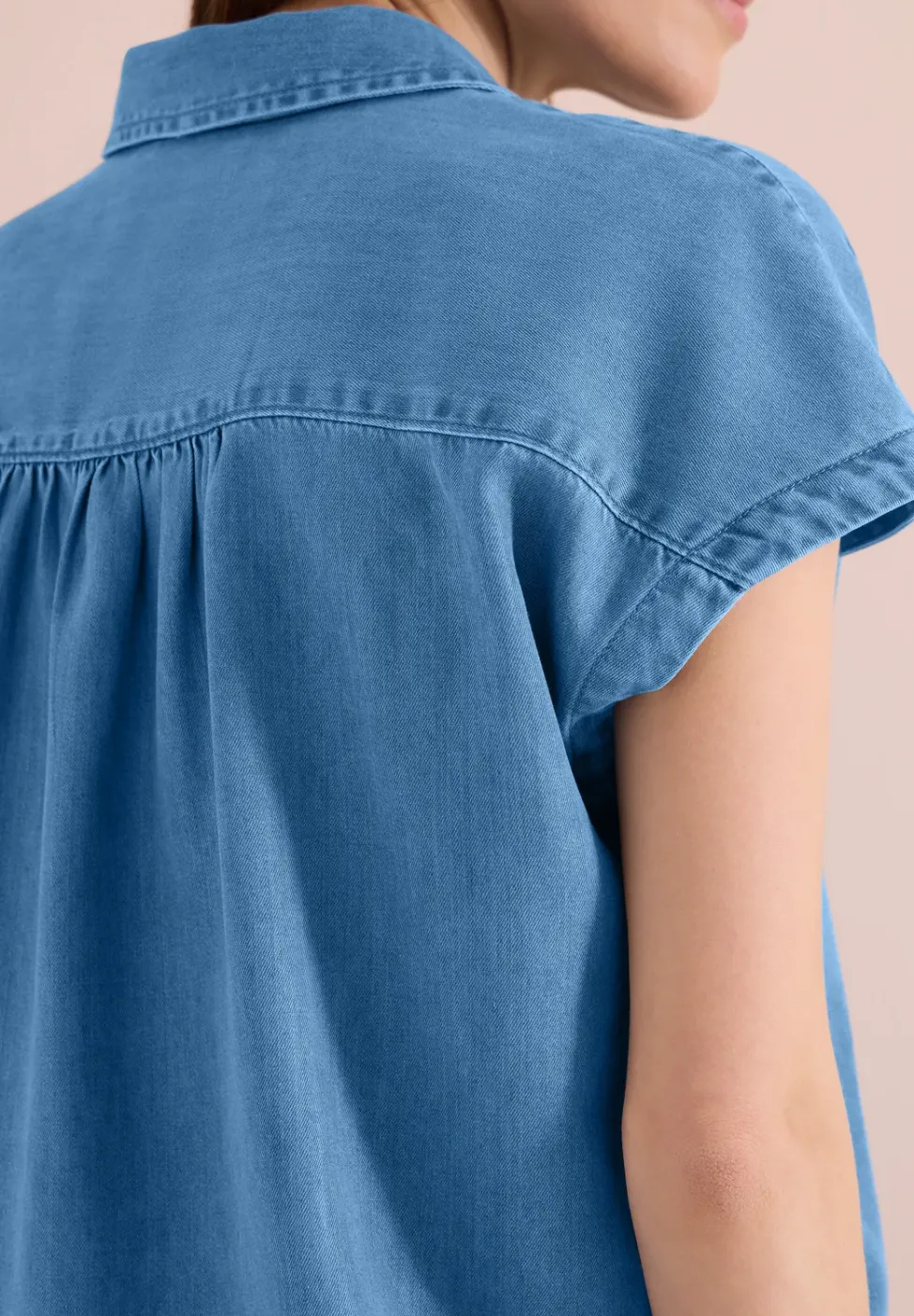 Blouse au look denim à épaules tombantes