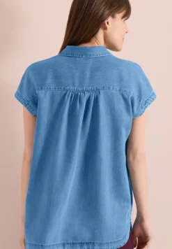 Blouse au look denim à épaules tombantes
