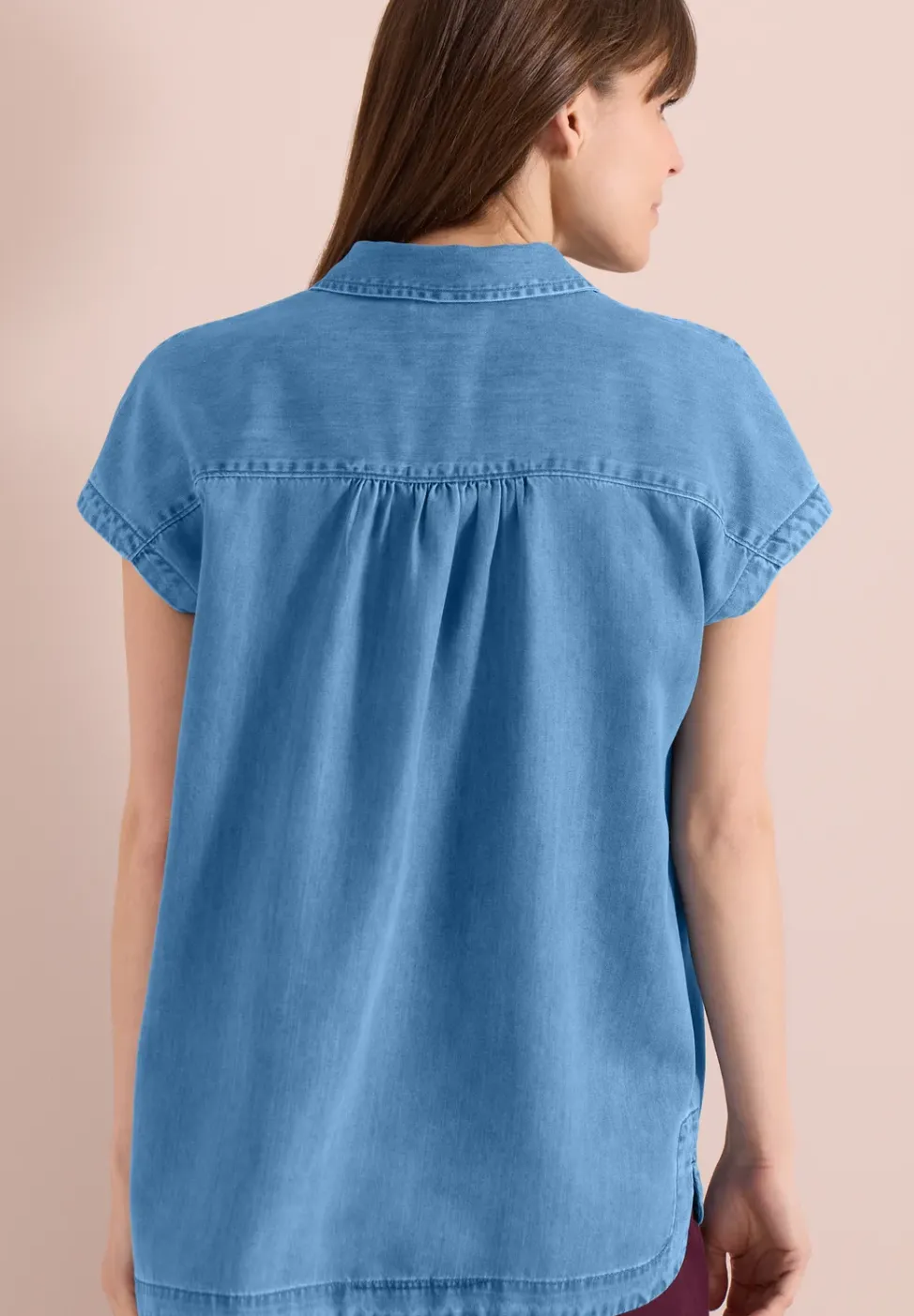 Blouse au look denim à épaules tombantes
