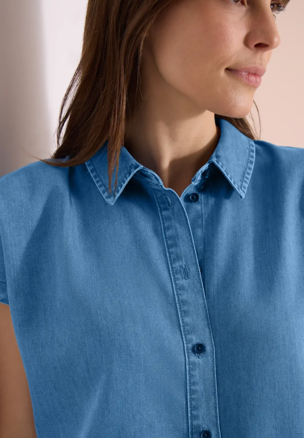 Blouse au look denim à épaules tombantes