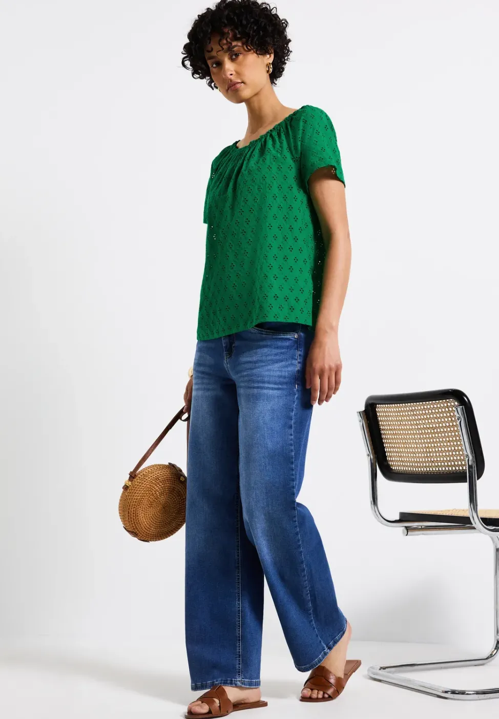 Blouse avec broderie ajourée