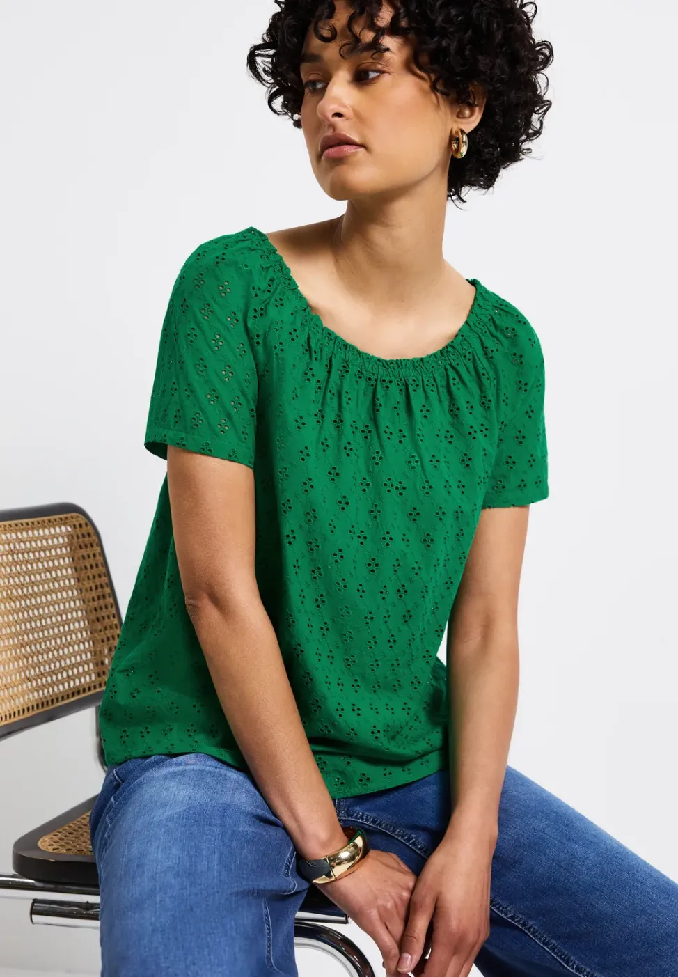 Blouse avec broderie ajourée