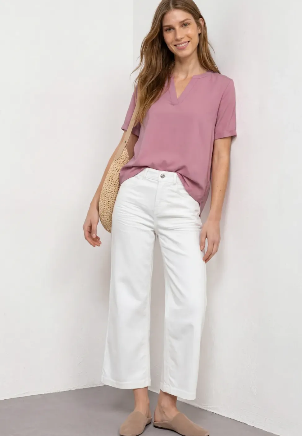 Blouse avec col fendu et turn-up
