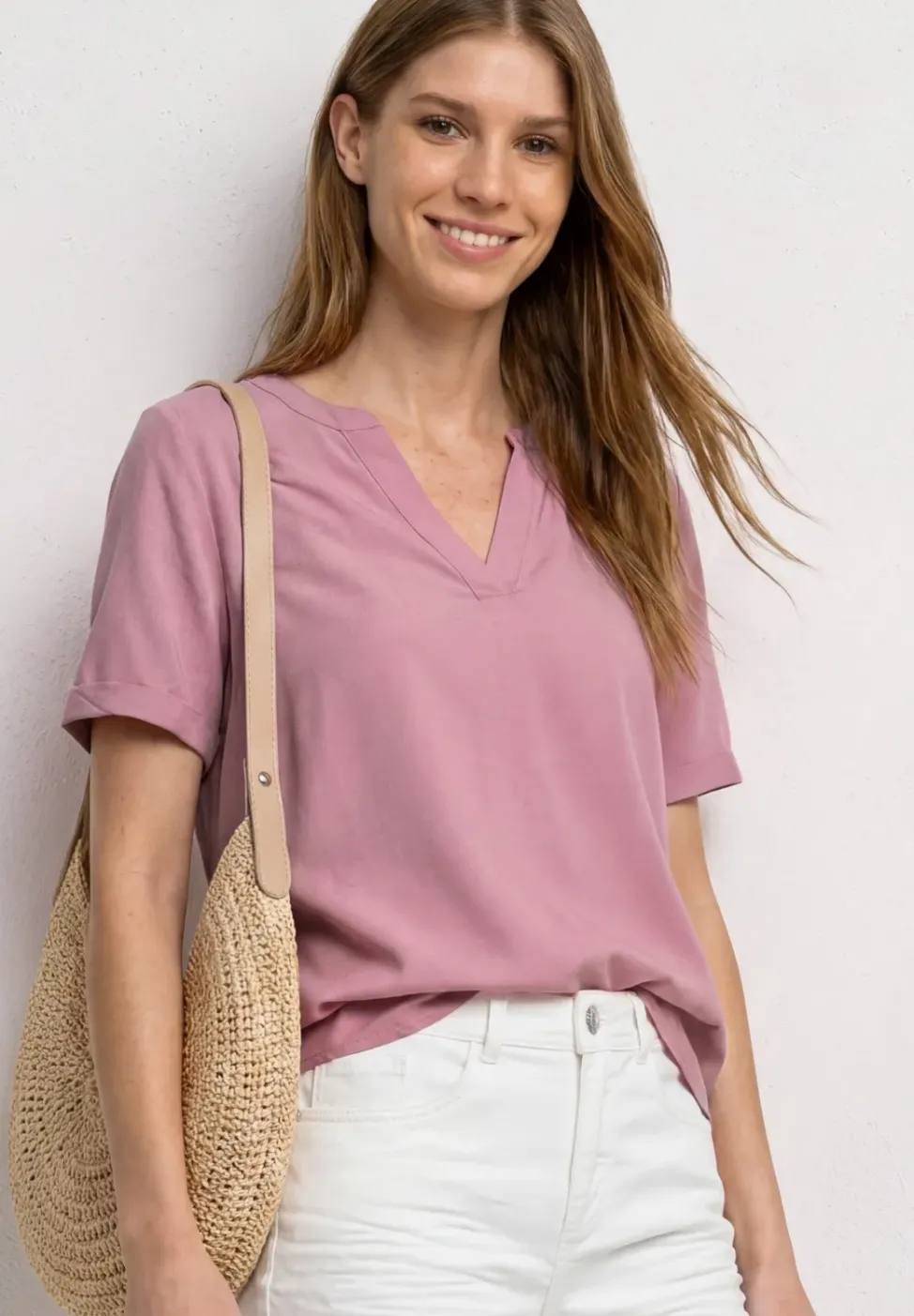 Blouse avec col fendu et turn-up