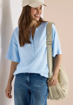 Blouse avec col fendu et ourlet élastique