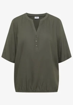 Blouse avec col fendu et ourlet élastique