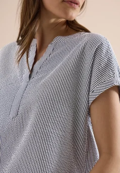 Blouse avec split neck en qualité seersucker