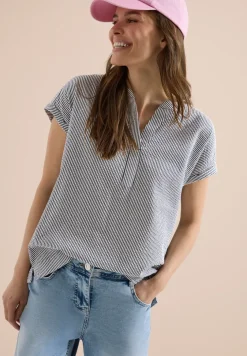 Blouse avec split neck en qualité seersucker