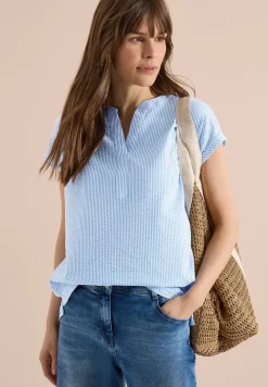 Blouse avec split neck en qualité seersucker