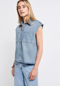 Blouse en jean au look bleached