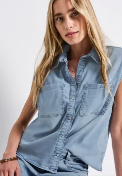 Blouse en jean au look bleached