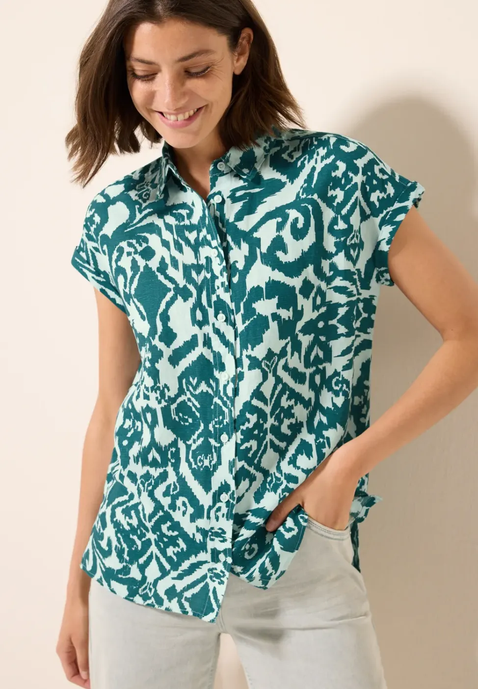 Blouse en lin à motifs