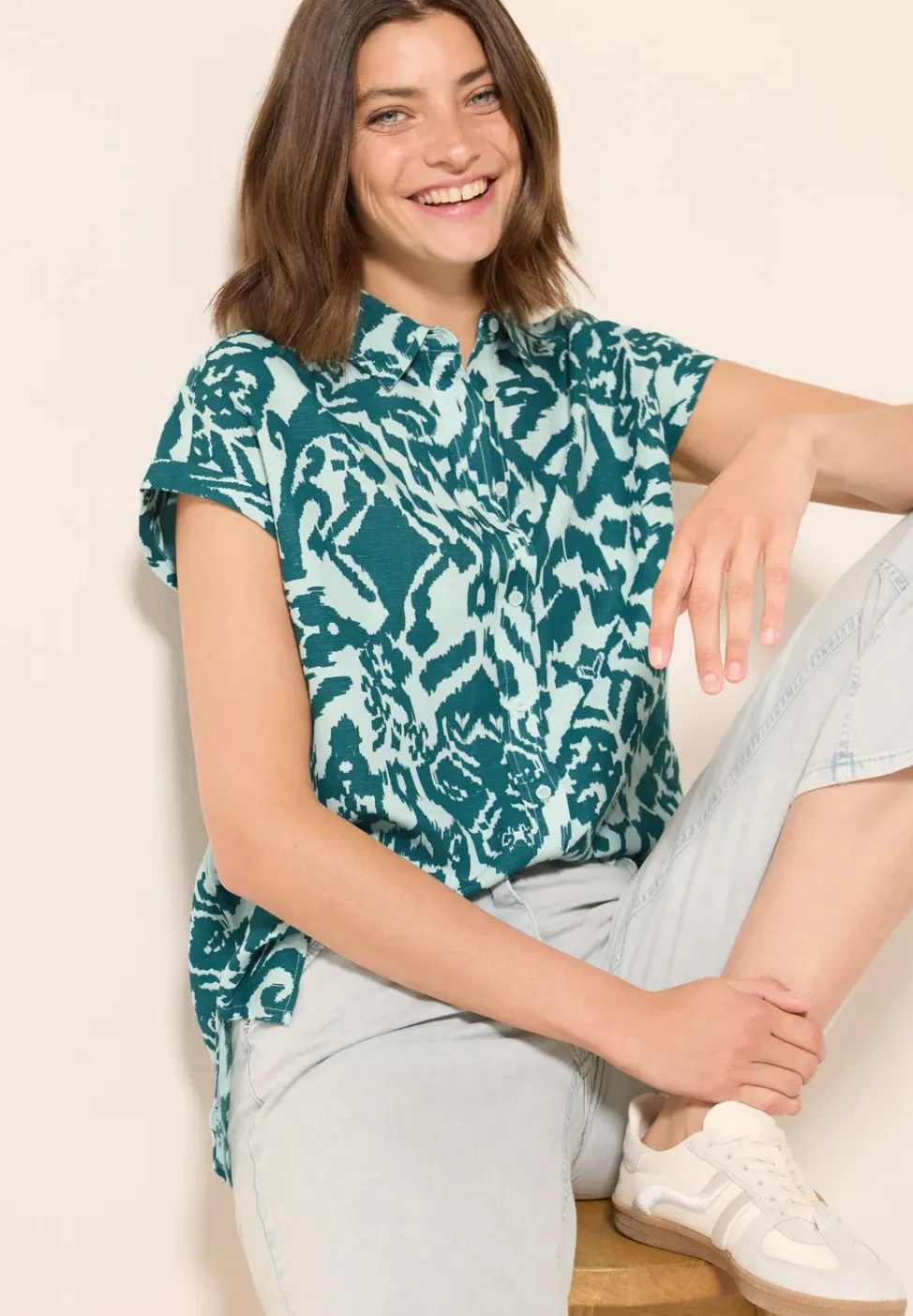 Blouse en lin à motifs