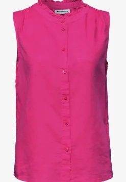 Blouse en lin mélangé avec col volanté