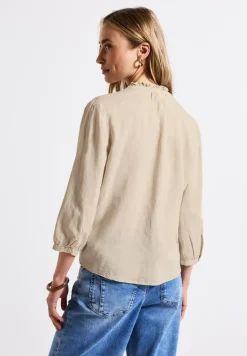 Blouse en lin mélangé avec volants