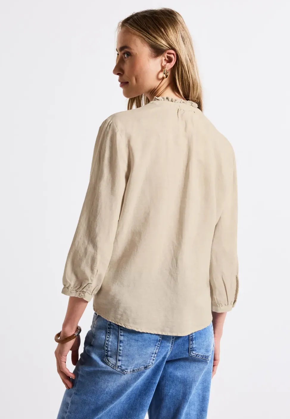 Blouse en lin mélangé avec volants