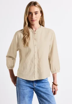Blouse en lin mélangé avec volants